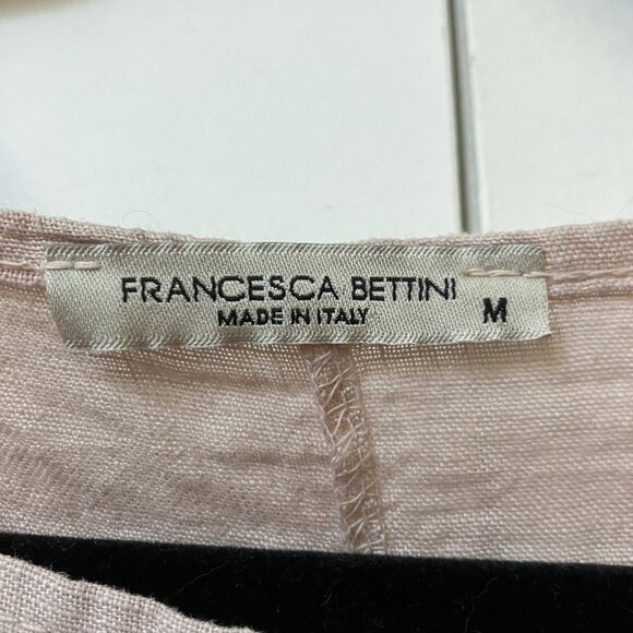 Francesca Bettini Linen Blouse Womens M Pink Eyelet Made in Italy Boho Lagenlook - Picture 3 of 8